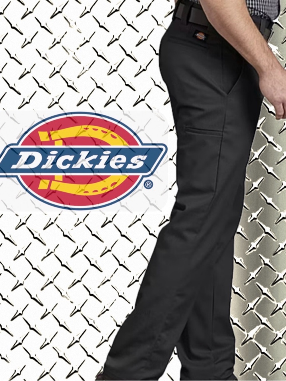 Dickies Men's Slim Fit Skinny Leg Teill Work Pants in Black - Picture 3 of 6